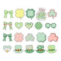 St. Patrick' s Day Celebration with Retro Shamrock, Hats, Four-leaf Clovers Hand Drawn design vector