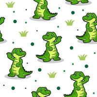 seamless pattern cute alligator crocodile vector