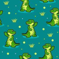 seamless pattern background cute crocodiles childish vector