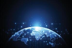 Abstract global network connection on technology background. World map point and line composition concept vector