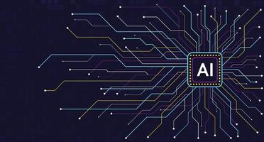 Abstract artificial intelligence chipset on circuit board in futuristic concept technology vector