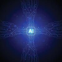 Artificial intelligence circuit line style. Machine learning design vector