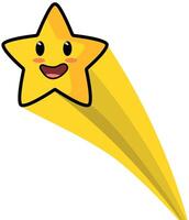 Cute cartoon shooting star with a happy face, astronomy or night sky event design element vector