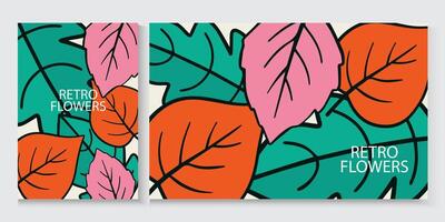 colorful banners with retro leaves colors for spring or summer backdrop vector
