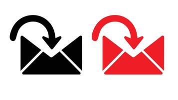Email inbox icons in black and red on white background vector