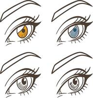 Four different colored eyes vector