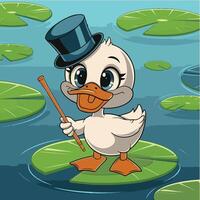 A cartoon duck with a top hat and cane vector