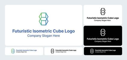 Futuristic Isometric Cube Logo Design Modern 3D Geometric Branding vector