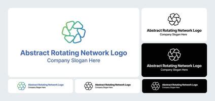 Abstract Rotating Network Logo Dynamic Circular Connectivity Design vector