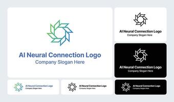 AI Neural Connection Logo- Integrating Artificial Intelligence with Neural Network Design vector