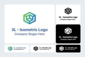 3L Isometric Logo Three Dimensional Geometric Design vector