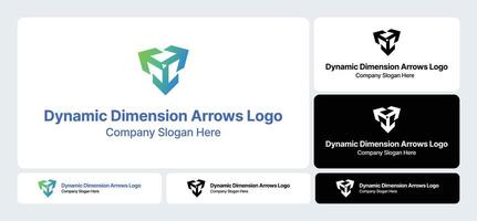 Dynamic Dimension Arrows Logo- Capturing Motion in Modern Design vector