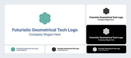 Futuristic Geometrical Tech Logo Cutting Edge Geometric Technology Design vector