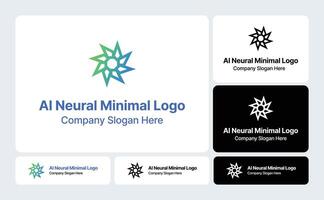 AI Neural Minimal Logo- Sleek and Modern Representation of Artificial Intelligence Networks vector