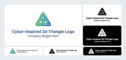 Cyber Inspired 3D Triangle Logo Futuristic Geometric Design vector