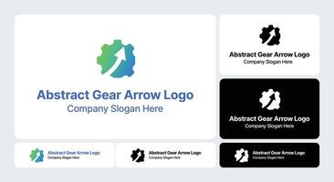 Abstract Gear Arrow Logo Dynamic Mechanical Branding vector