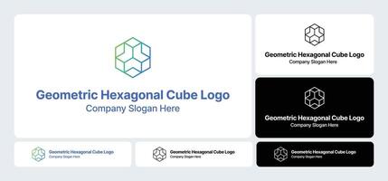 Geometric Hexagonal Cube Logo - Modern 3D Hexagon Design vector