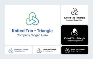Knitted Trio - Triangle Logo - Interwoven Triangular Design vector