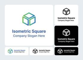 Isometric Square Logo Three Dimensional Minimalist Design vector