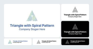 Triangle with Spiral Pattern Logo - Geometric Spiral Triangle Design vector