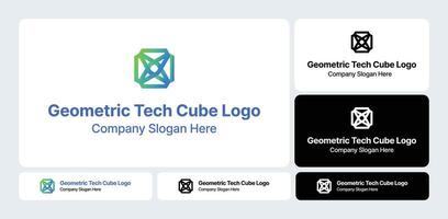 Geometric Tech Cube Logo vector