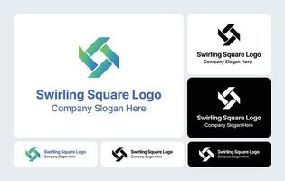 Swirling Square Logo- Dynamic Rotation in Geometric Form vector