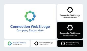 Connection Web3 Logo Decentralized Network Symbol Design vector