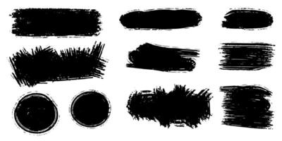 Set of ink brush strokes, brushes, lines, black paint, grungy. hand drawn graphic element isolated on white background . vector