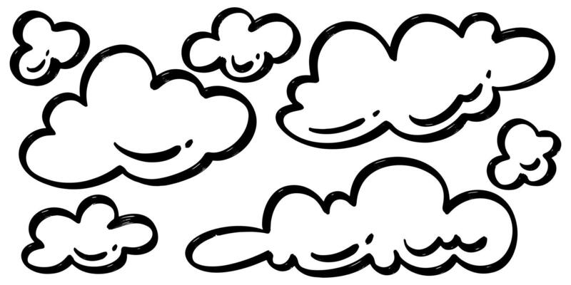 Doodle sketch style of Hand drawn Clouds cartoon illustration for concept design