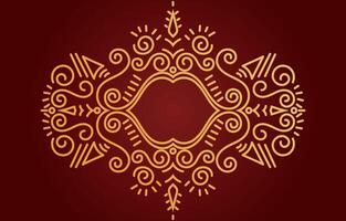 Luxurious golden ethnic tribal patterns on a red background. vector