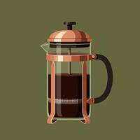 Coffee Plunger Illustration on Green Background vector
