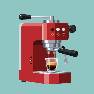 Coffee Machine Illustration on Teal Background