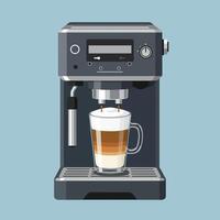 Coffee Maker with Latte Glass - Flat Design Graphic vector
