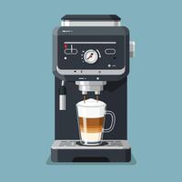 Espresso Machine Pouring Latte - Illustration vector