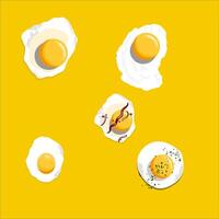Fried egg on yellow background vector