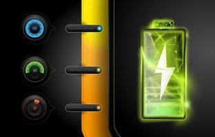 battery low poly charge indicators with high energy levels isolated on background vector