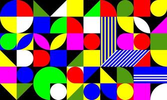 Colorful Bauhaus pattern background, Abstract Bauhaus geometric pattern background, circle, triangle and square lines color art design. vector