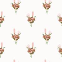 Seamless pattern with bunny and bouquet. Background for wrapping paper, greeting cards and seasonal designs. vector