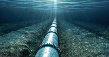 gas or oil pipeline on the seabed close up video