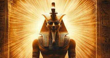 Ancient Egyptian Pharaoh Statue Illuminated by Golden Rays video
