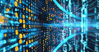 matrix numbers of binary code on a digital screen, information technology, artificial intelligence, programming video