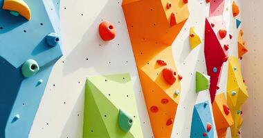 Bright multi-colored wall of a climbing wall video