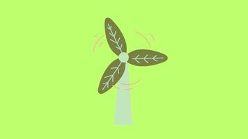 Wind turbines windmills energy power animation isolated on green screen background video
