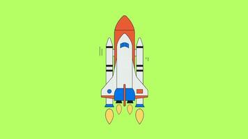 Cartoon spaceship animation isolated on green screen background video
