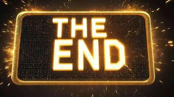 The End text animations footage, perfect for digital end screen with golden frame video