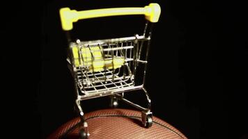 basketball trolley dark background video