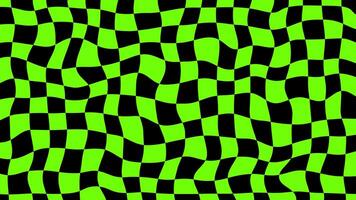 green and black Warped Optical Illusion A Dynamic, Wavy Checkerboard Pattern Creating a Hypnotic Visual Effect video