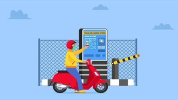 Rider Using Non Touch Self Service Parking Machine video