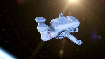an astronaut floating in space with the sun shining video