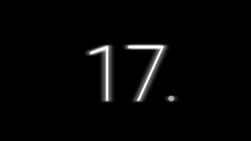 20 seconds countdown timer with white neon number on black screen suitable for countdown, technology, achievements, activity completion time, project time calculation, presentation video